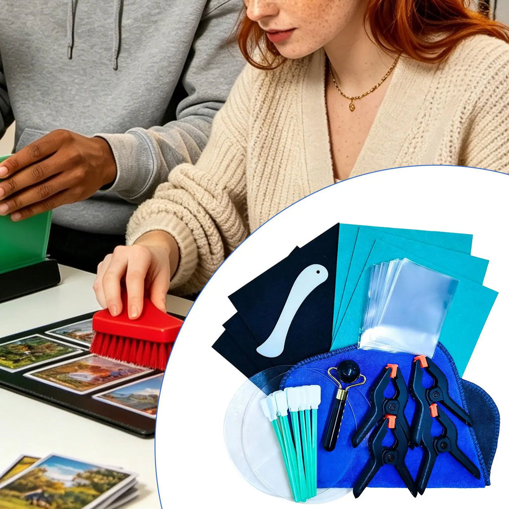28-Piece Trading Card Cleaning Flattening & Grading Tool Kit Card Grading Tool Kit Qme