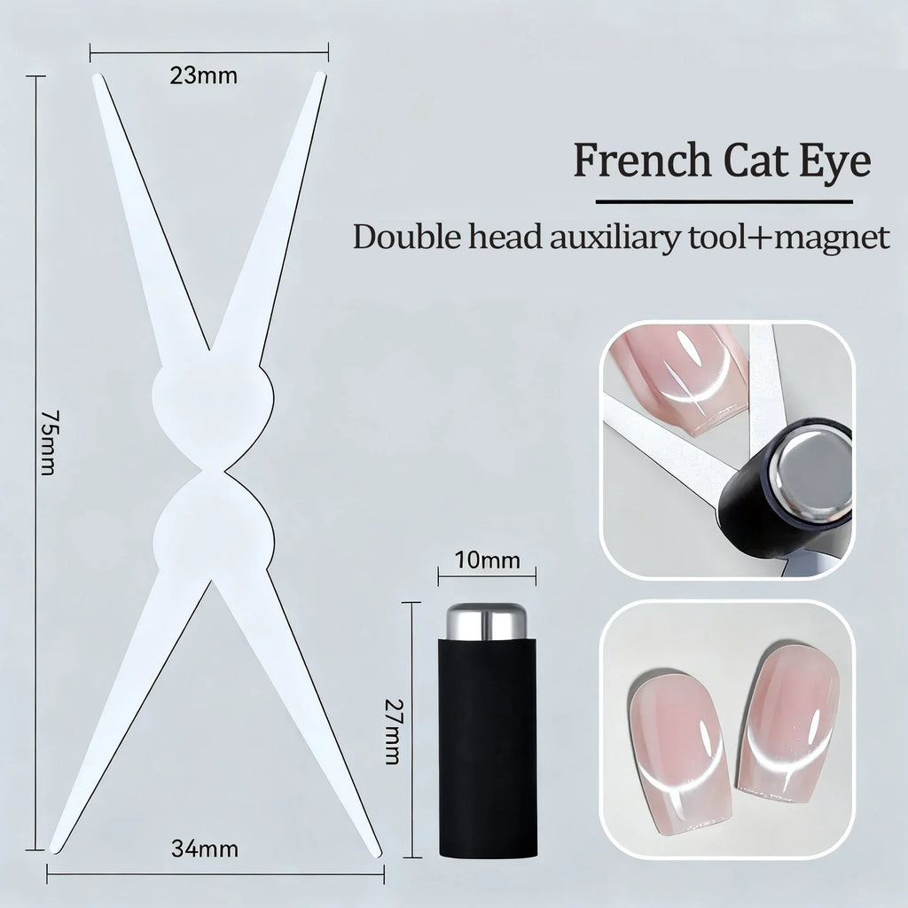 Double-Head Cat Eye Nail Art Magnet Rod | French & V-Shape Nail Art Magnet Tool Qme