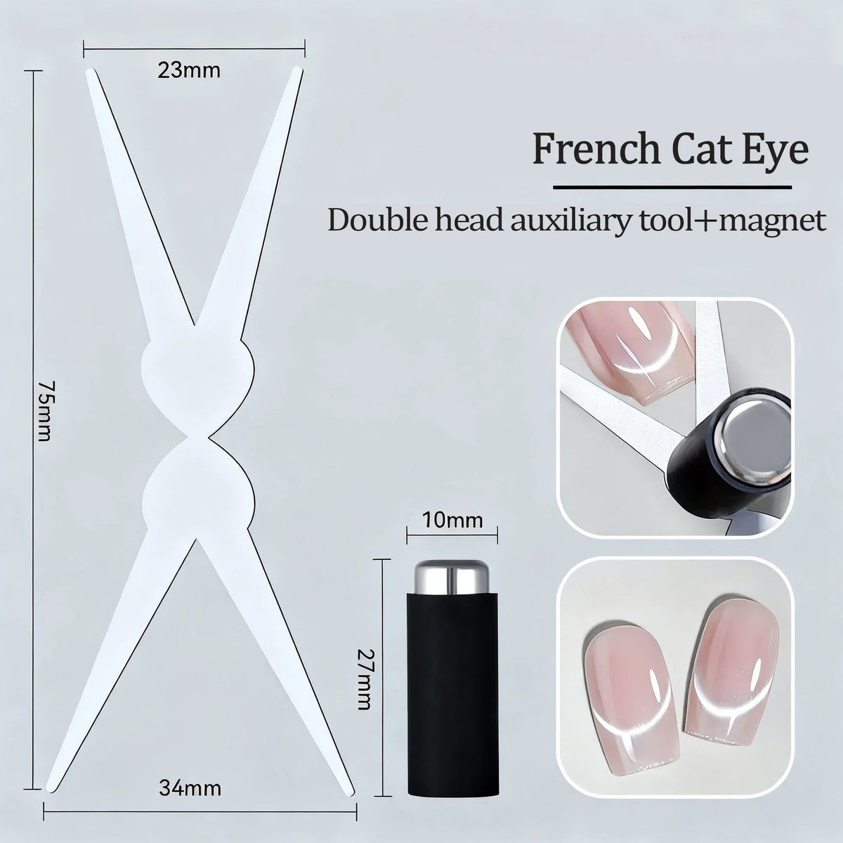 Double-Head Cat Eye Nail Art Magnet Rod | French & V-Shape Nail Art Magnet Tool Qme