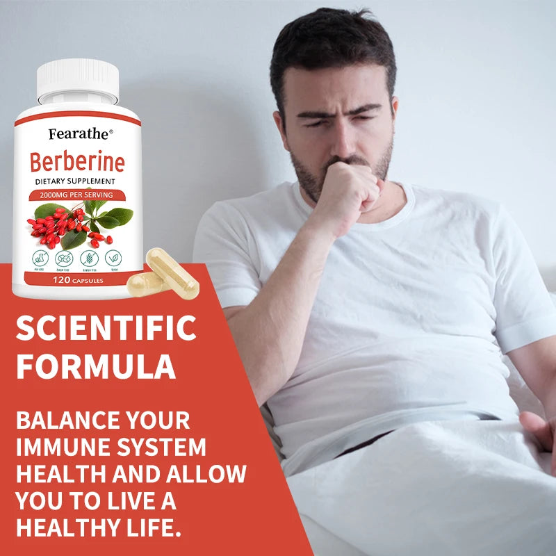 Berberine 2000mg Supplement – 120 Capsules, Non-GMO Herbal Supplement Qst