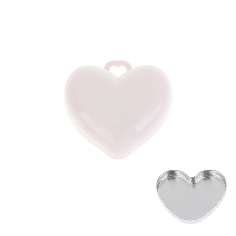 Heart Shape Mini Empty Compact – Blush & Eyeshadow Case + Mirror Cosmetic Compact Case Qst White