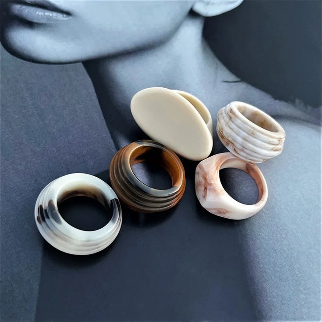 Colorful Clear Resin Oval Ring | Acrylic Water Drop Shape Fashion Ring Qme