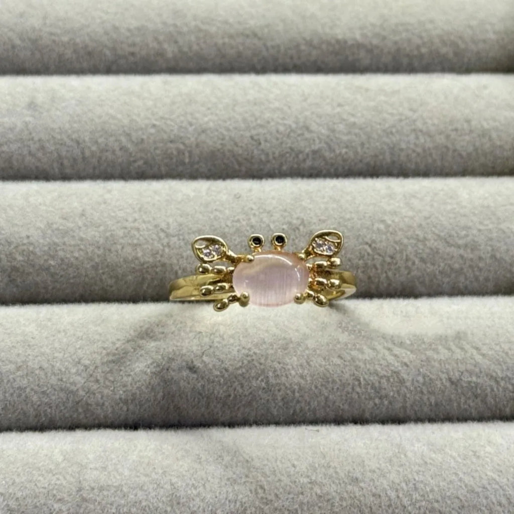 Mini Crab Charm Ring for Women | Cute Personalized Jewelry Charm Ring Qme