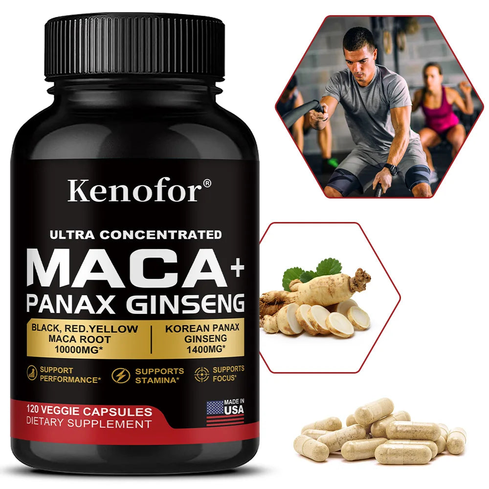 Maca Root & Korean Ginseng Capsules | Daily Vitality Supplement Herbal Supplement Qst