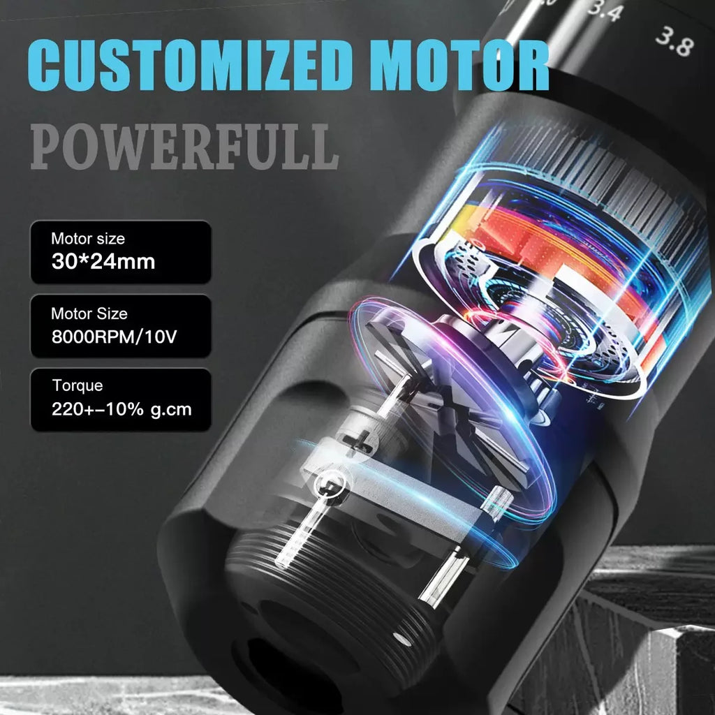 CAVARUND Wireless Tattoo Machine Pen | 4-Stroke 2300mAh Wireless Tattoo Pen Qme