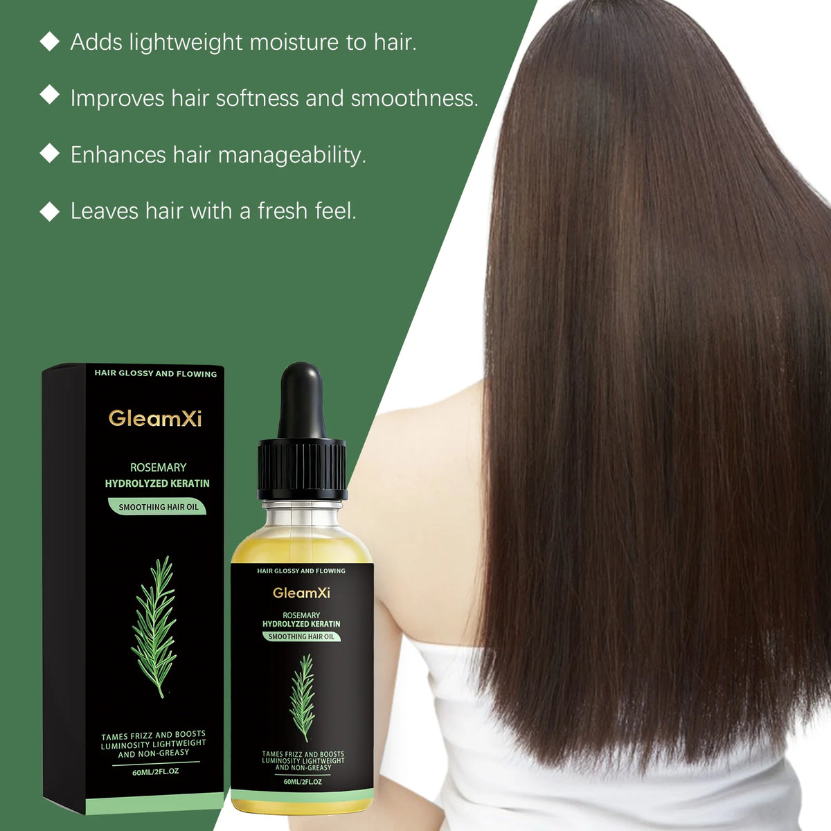 Gleamxi Rosemary Hair Growth Serum 60ml – Men & Women Hair Growth Serum Qst