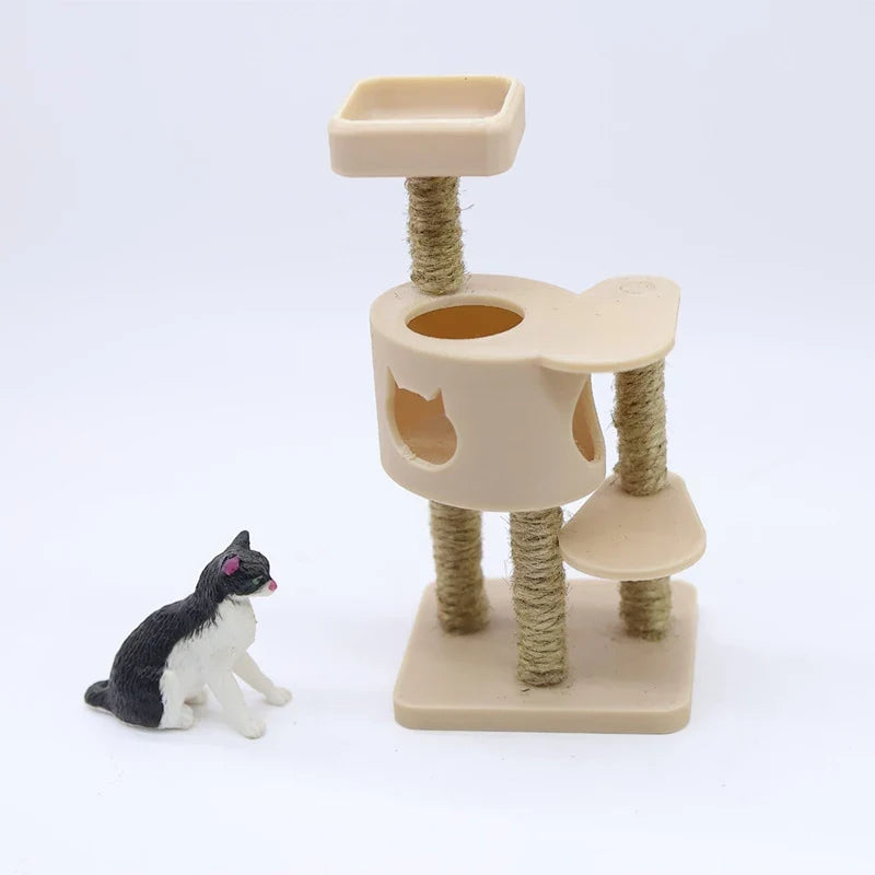 1:12 Dollhouse Miniature Cat Climbing Frame Wood Model Dollhouse Miniature Prop Qme Default Title