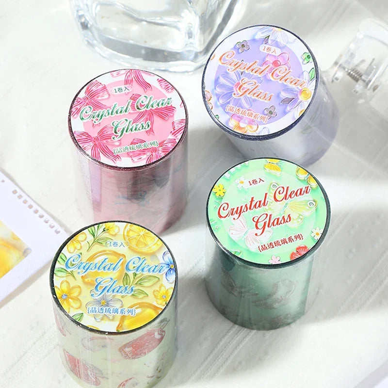 Transparent Glass Pattern Washi Tape for Journals & Crafts Decorative Washi Tape Qme