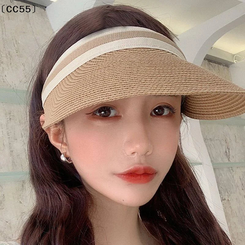 Women's Raffia Straw Open Top Hat – UV Protection Cap Straw Sun Hat Qst