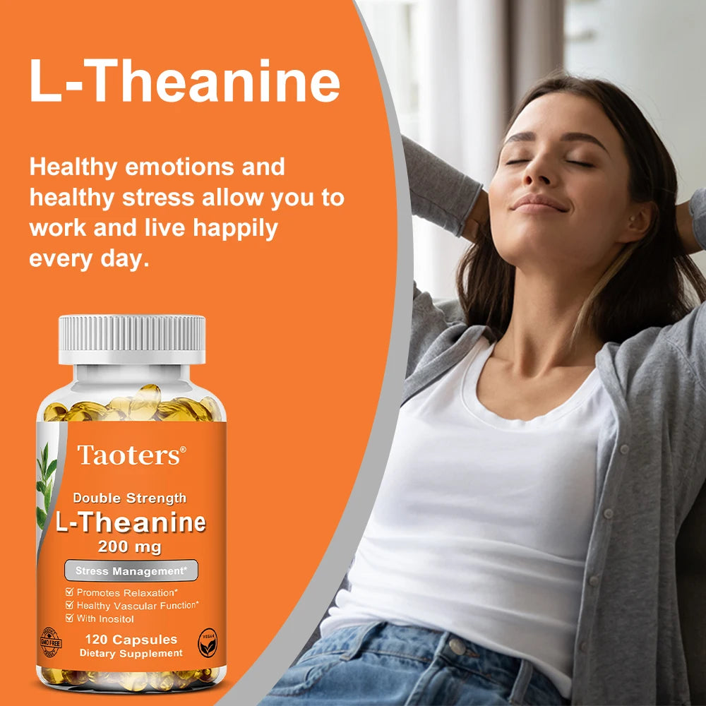 Natural L-Theanine 200mg – 120 Vegetarian Capsules Amino Acid Supplement Qst