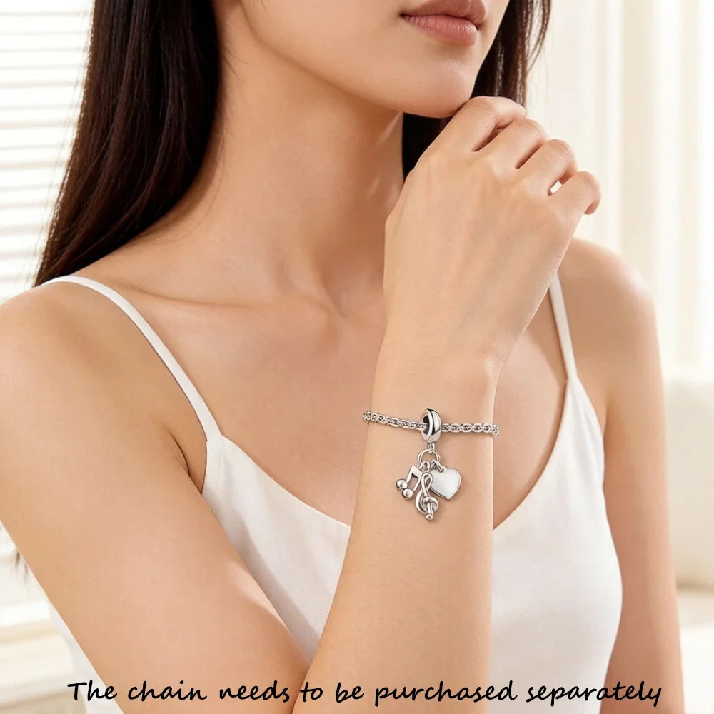 Heart & Musical Note Pendant Charm Necklace | Minimalist Pendant Charm Necklace Qme