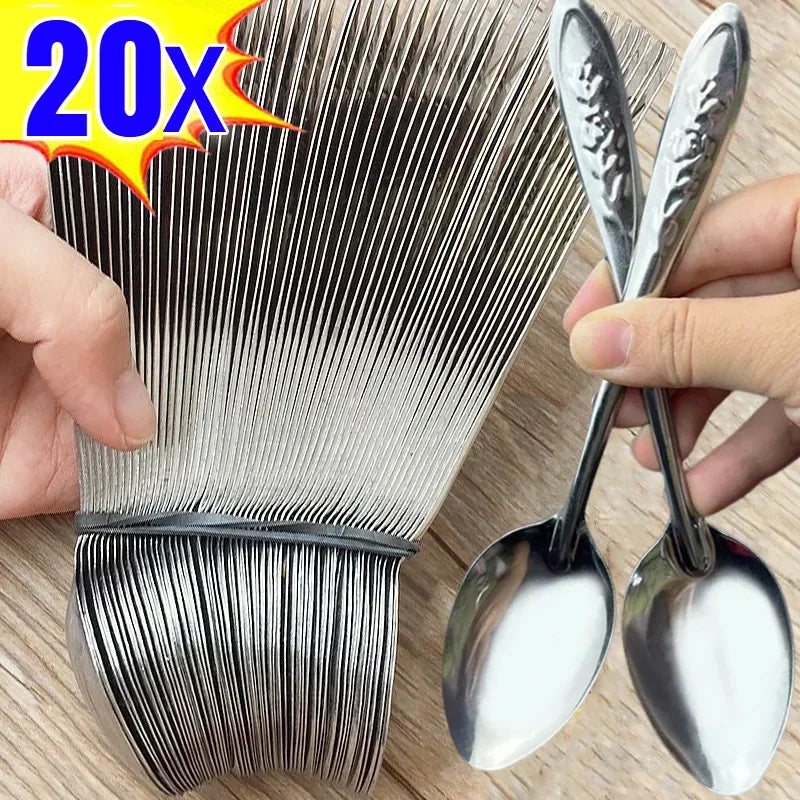 Stainless Steel Long Handle Spoon – Soup, Dessert & Scoop Kitchen Spoon Utensil Qme 5PCS