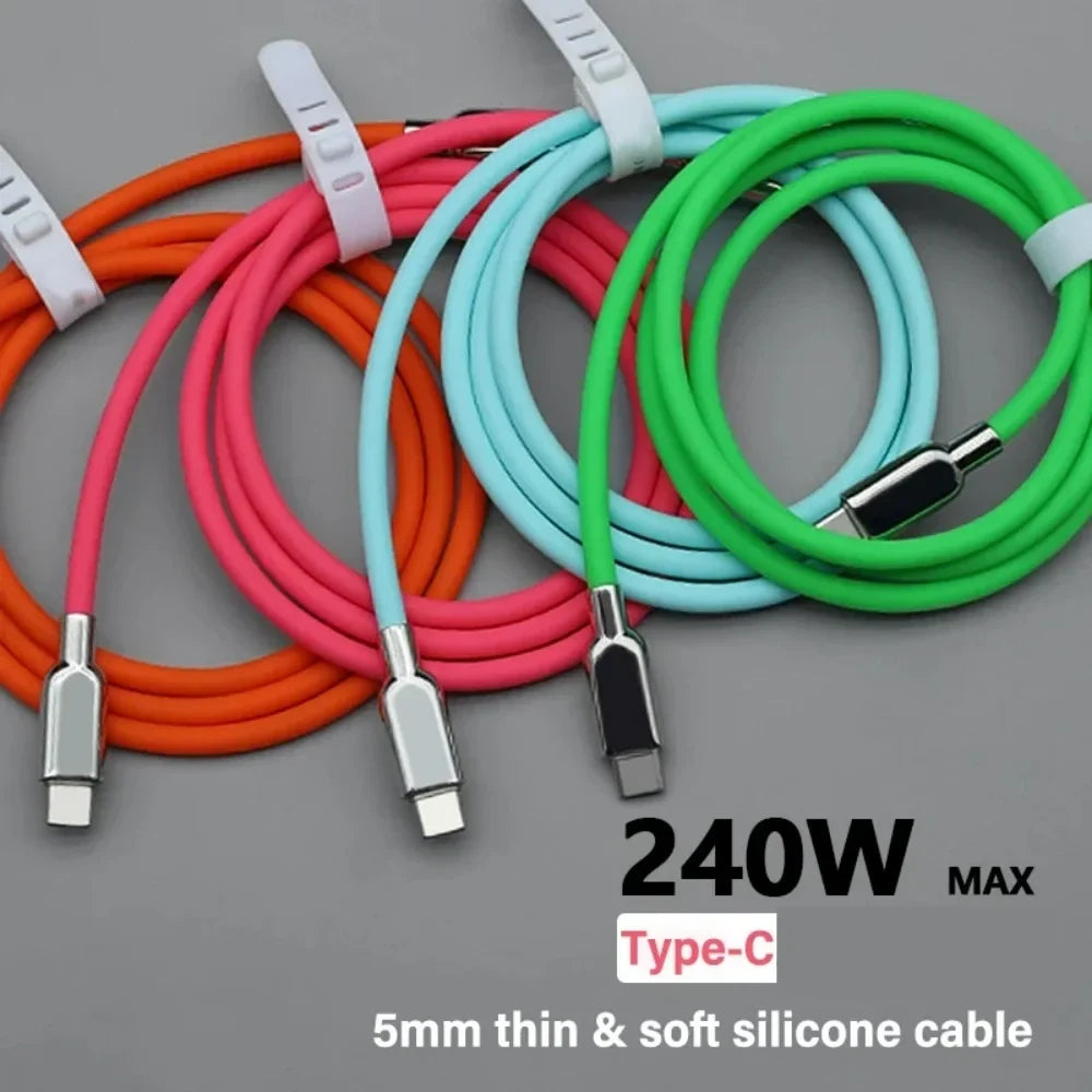 240W USB-C Liquid Silicone Fast Charging Cable – 6 Colors USB-C Charging Cable Qme