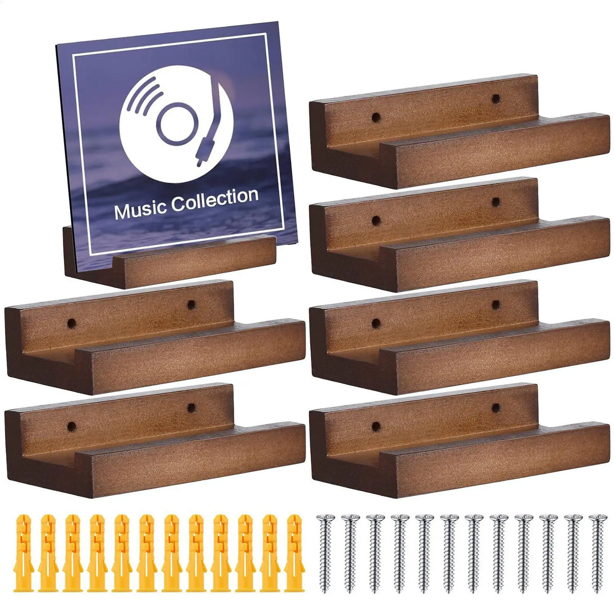 Rustic Wood Wall Mount Vinyl Record Shelf & Album Storage Rack Wall Mount Record Shelf Qme