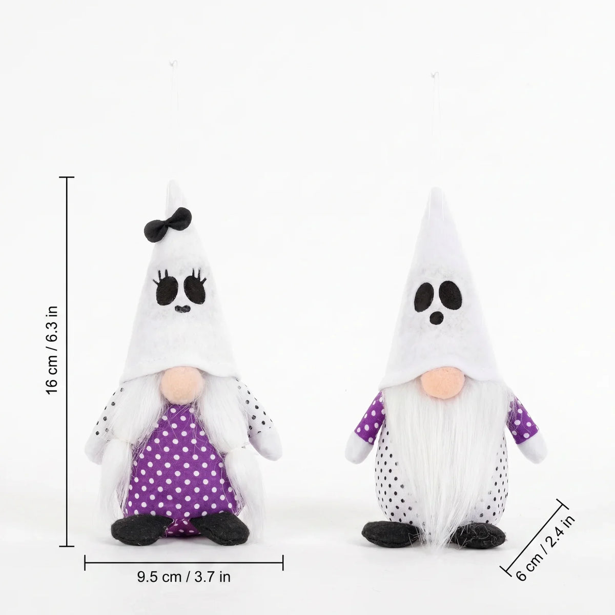 Handmade Fabric Halloween Gnome Ornaments – Faceless Décor Set Halloween Gnome Ornament Qme