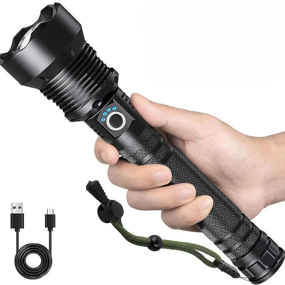 XHP70.2 LED Tactical Flashlight 1500 Lumen Rechargeable Zoom Torch LED Tactical Flashlight Qst Without battery