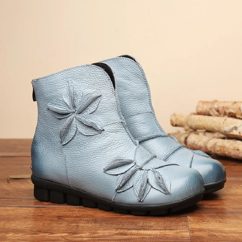 Women's Waterproof Plush Ankle Snow Boots – Winter Zip Boot Women's Snow Boots Qst Blue plush 41
