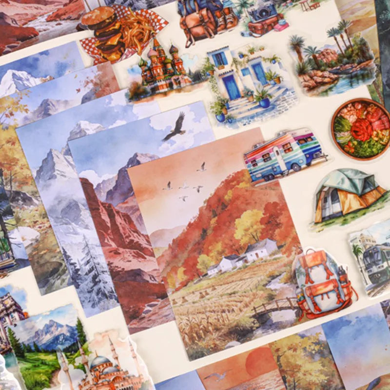 Watercolor Landscape Journal Scrapbooking Materials – 3 Bags Journal Craft Kit Qme