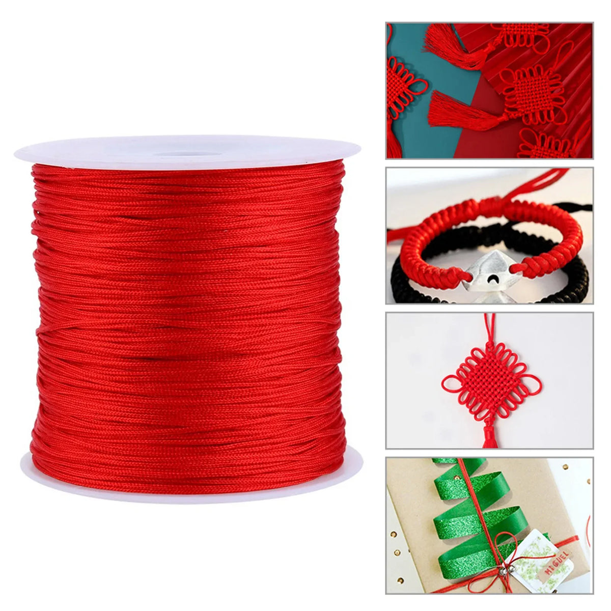 100M Nylon Chinese Knot Cord – Rattail Macrame Shamballa Thread Macrame Craft Cord Qme