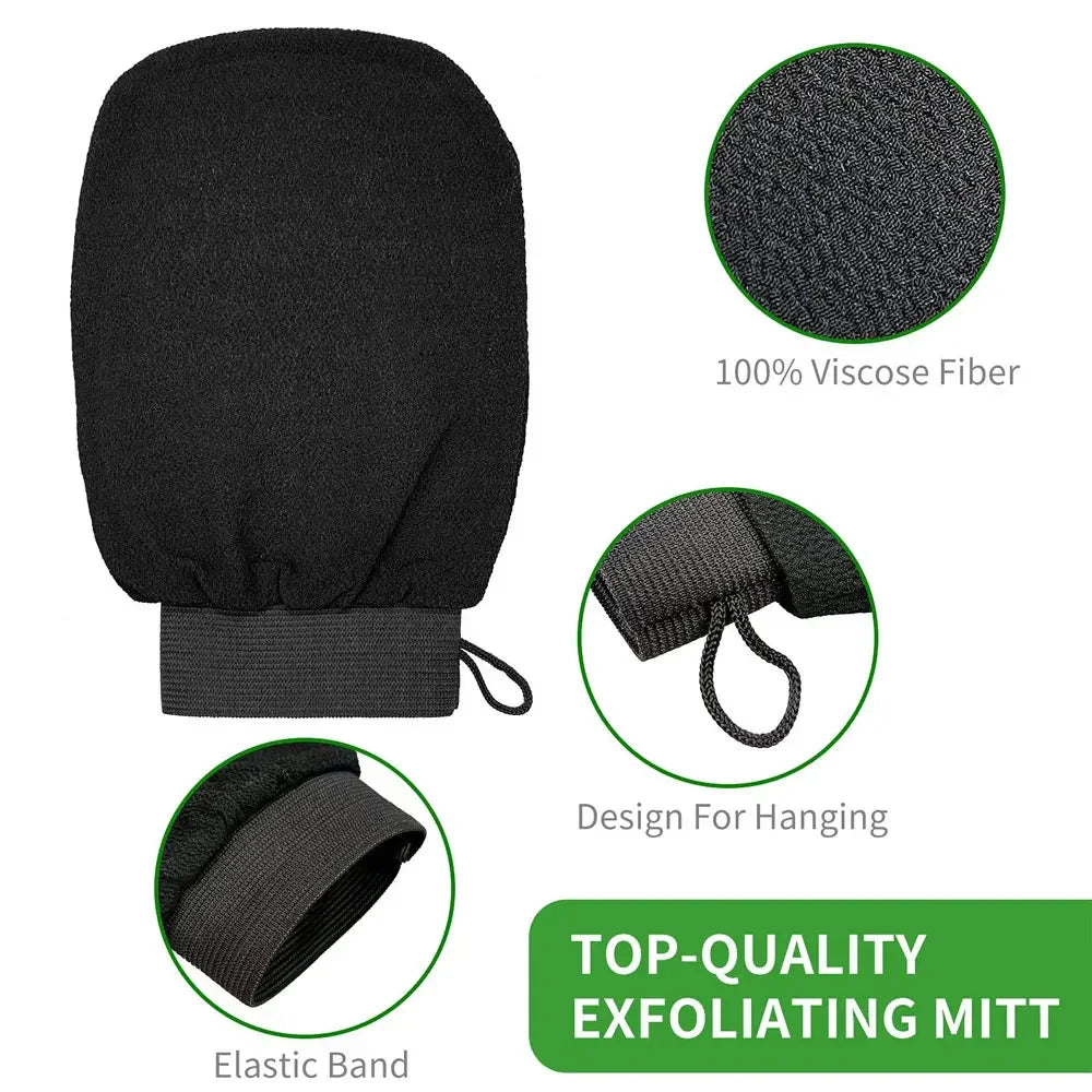 Moroccan Hammam Exfoliating Shower Gloves | 100% Rayon Exfoliating Bath Gloves Qme