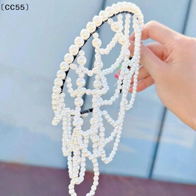 Pearl Beaded Tassel Headband – Hollow Forehead Hair Accessory Pearl Hair Headband Qst