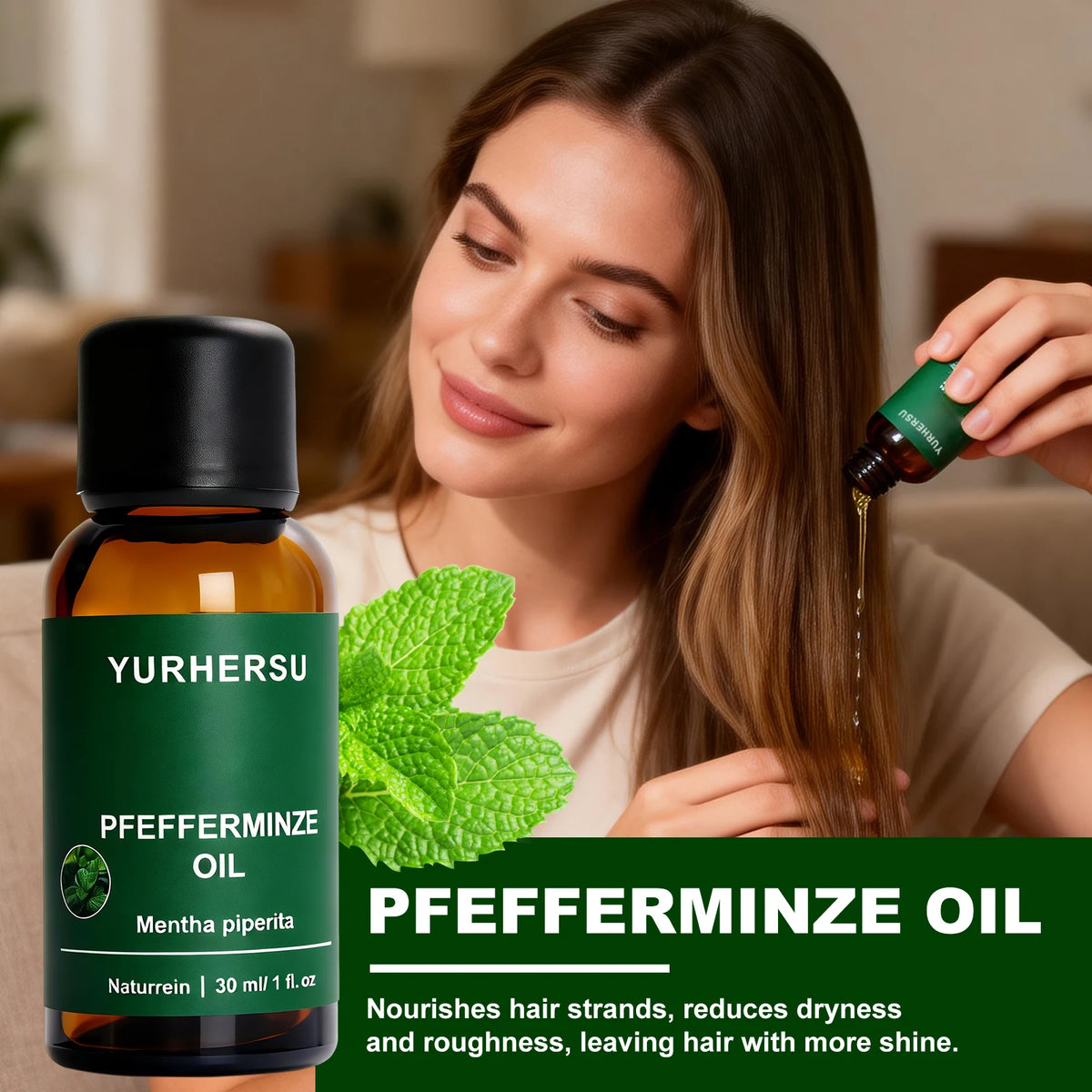 YURHERSU Peppermint Essential Oil 30ml – 100% Pure Essential Oil Qst