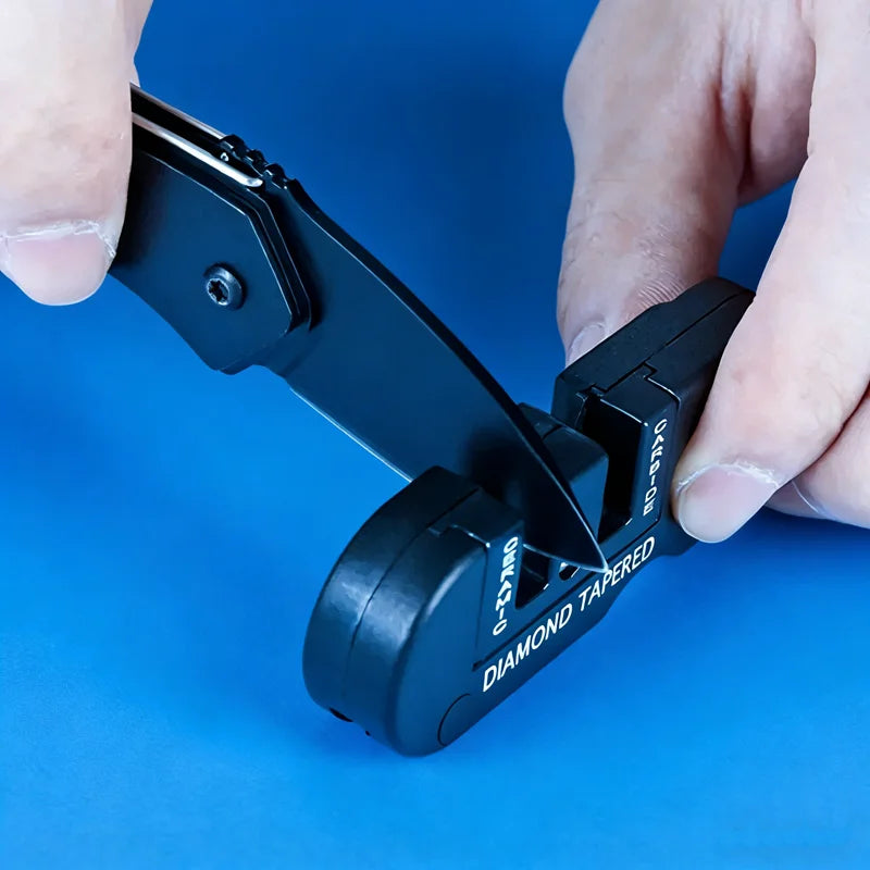 4-in-1 Mini Portable Knife Sharpener – Tungsten, Ceramic & Diamond Portable Knife Sharpener Qst
