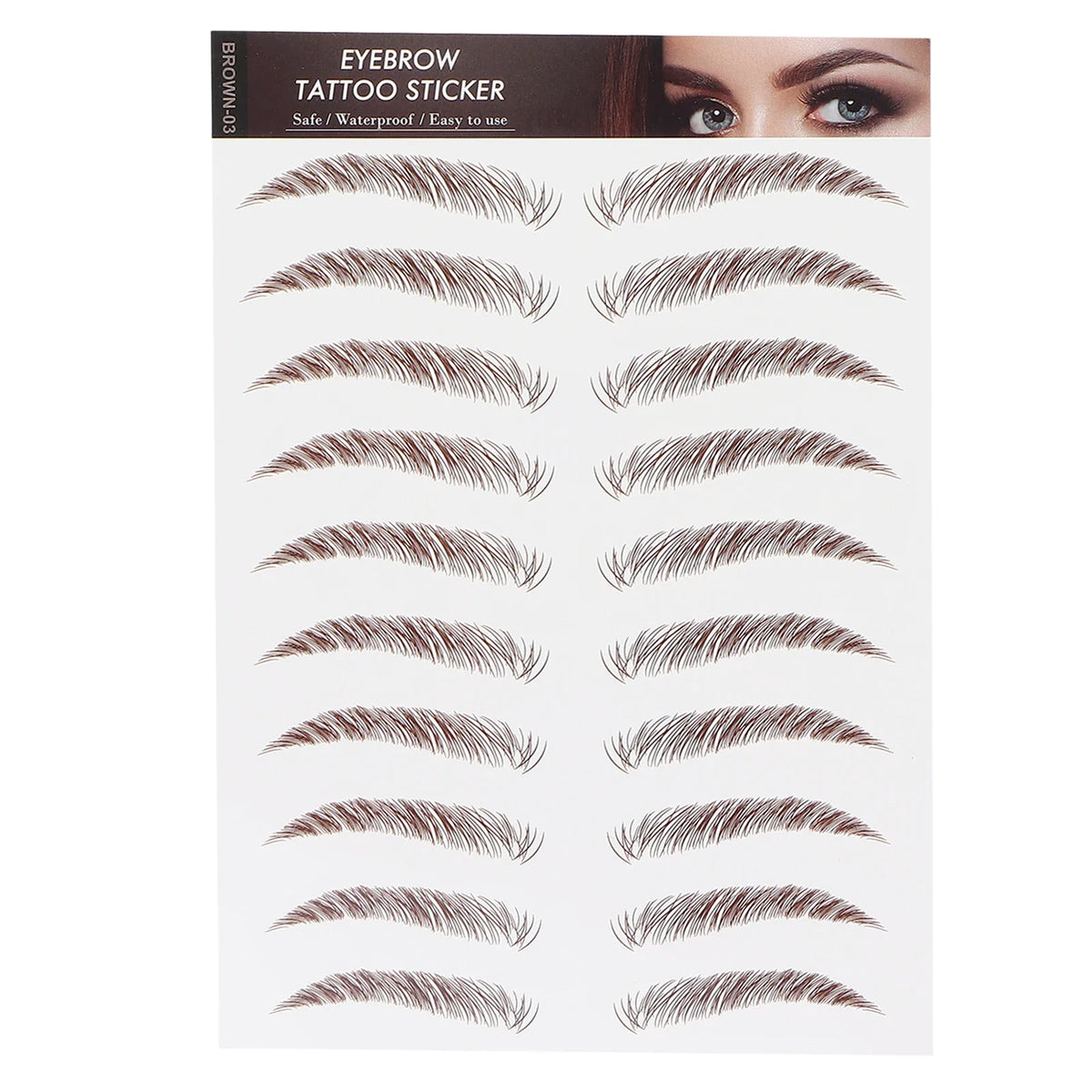 Waterproof Eyebrow Tattoo Transfer Stickers – 10 Colors Eyebrow Transfer Sticker Qme C