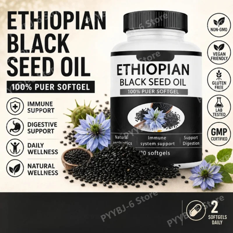 Ethiopian Black Seed Oil Softgels 60ct – Natural, Non-GMO Black Seed Supplement Qst