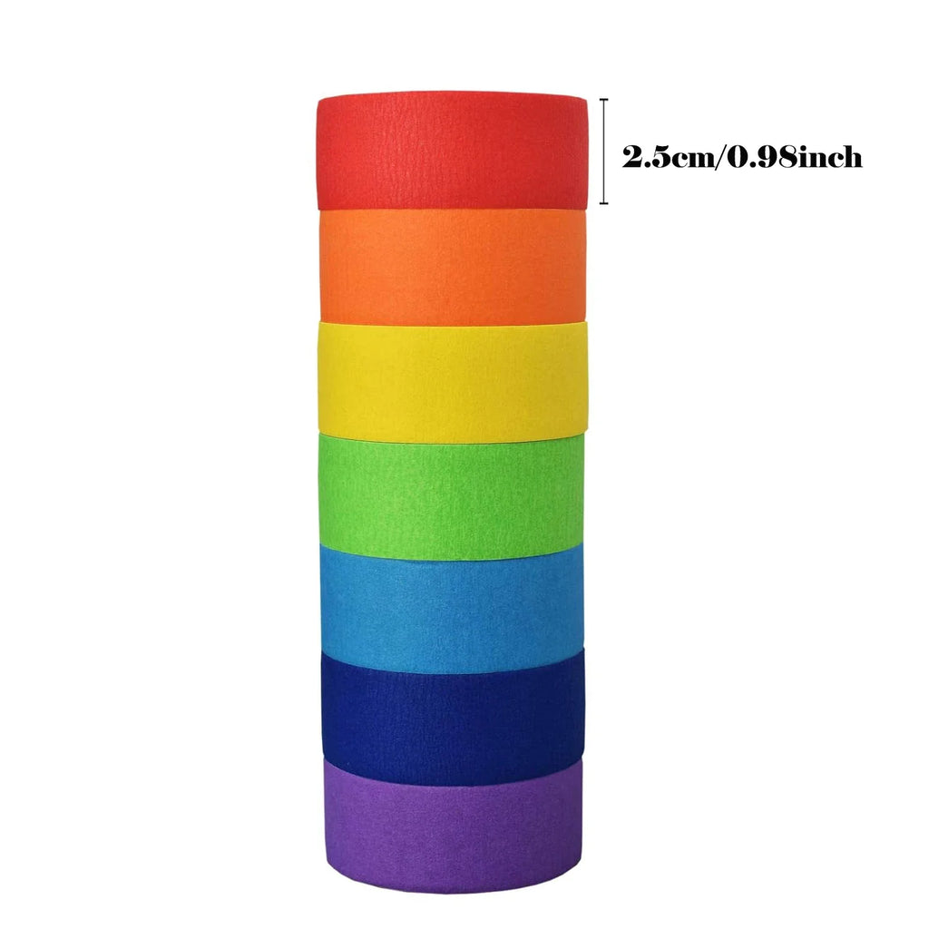 7-Roll Rainbow Colored Masking Tape – Craft & Painters Tape Masking Tape Set Qme