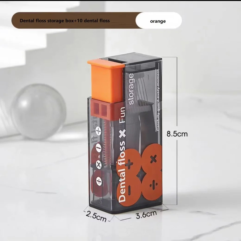 Pop-Up Dental Floss Dispenser – Portable 10-Pick Storage Box Dental Floss Dispenser Qst Orange