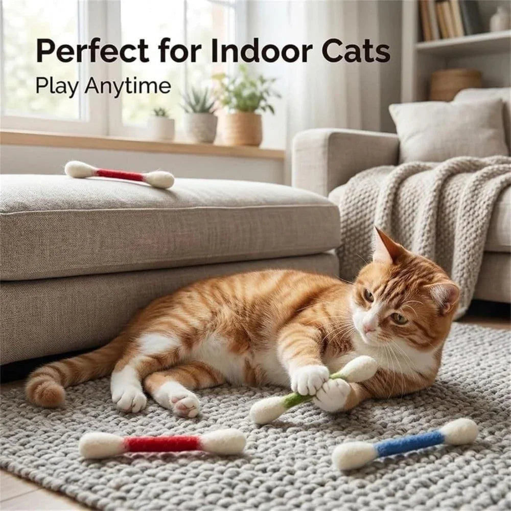 6-Pack Catnip Chew Toys – Cotton Swab Kitten Teeth Toy Cat Chew Toy Qme