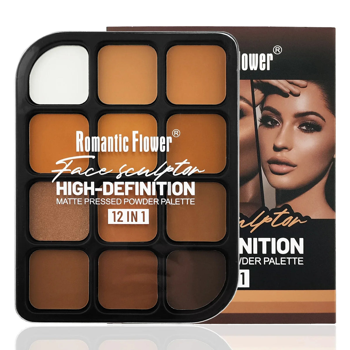 Qme 12-Color Matte Contour Palette – Deep Skin Full Coverage Contour Makeup Palette Qme 1 PC