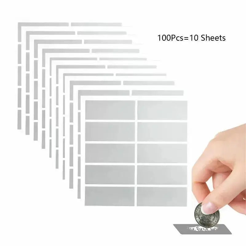 100 Pcs Rectangle Scratch Off Sticker Labels – 10 Sheets Pack Scratch Off Stickers Qme