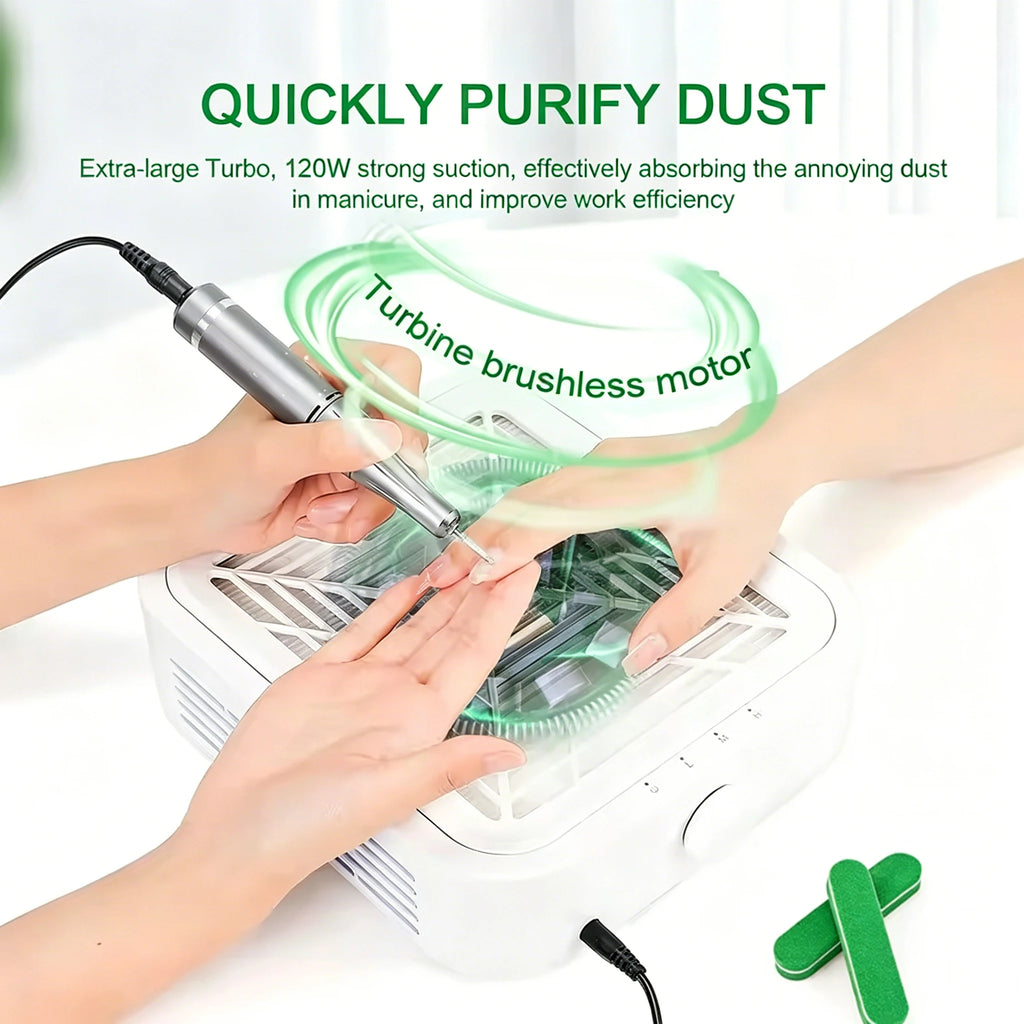 120W Brushless Nail Dust Collector – Adjustable Speed & Filter Nail Dust Collector Qst