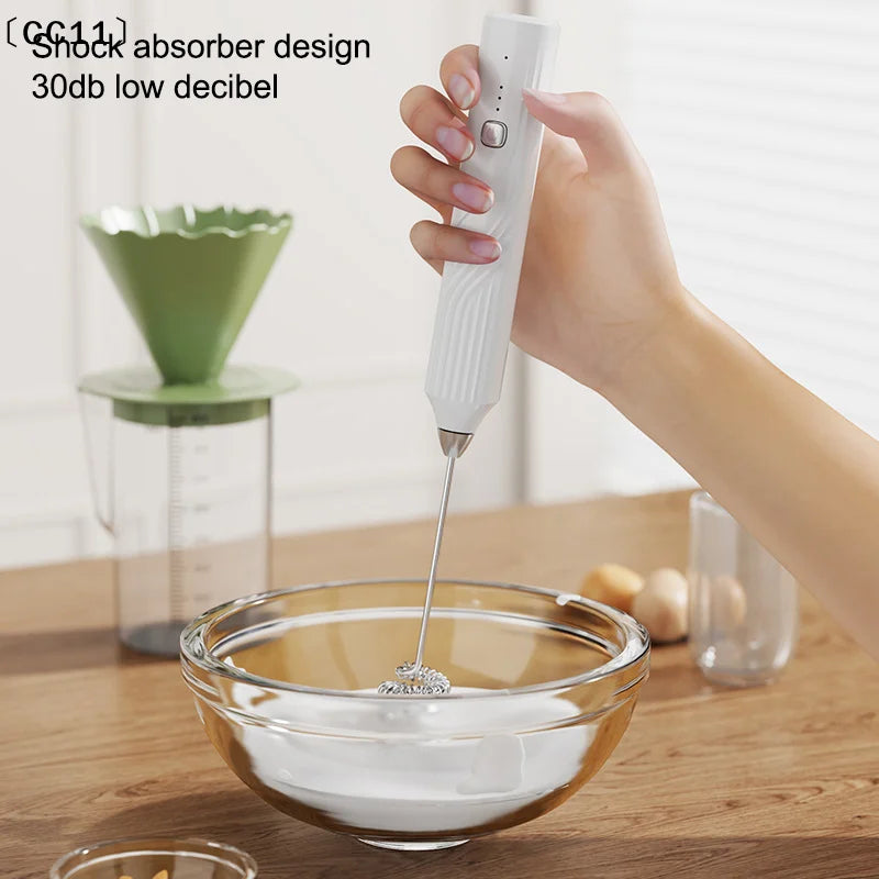 Electric Milk Frother Handheld Whisk & Egg Beater – Rechargeable Handheld Milk Frother Qme