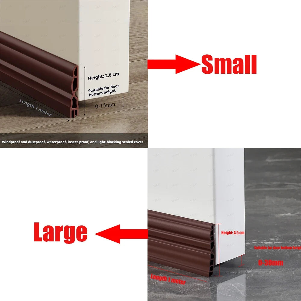 TPE Door Bottom Seal Strip 1M Self-Adhesive Weather Stripping Door Weather Strip Qme