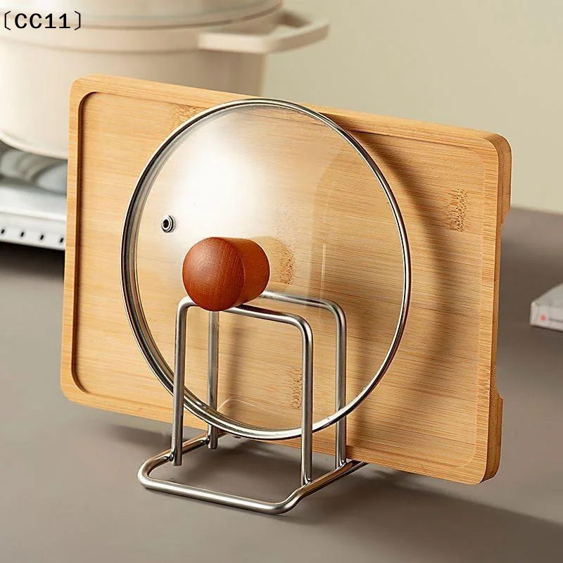 Stainless Steel Pot Lid Rack & Cutting Board Kitchen Organizer Kitchen Storage Rack Qme