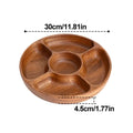 Round 5-Compartment Wooden Serving Platter Tray for Parties Serving Platter Tray Qme Round CN