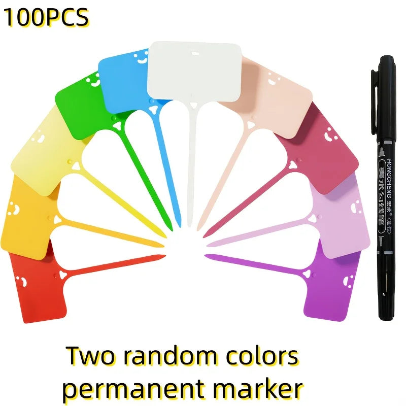 T-Shaped Colorful Garden Plant Labels & Permanent Marker | Qme Garden Plant Labels Qme Mix 9.6x4.9cm