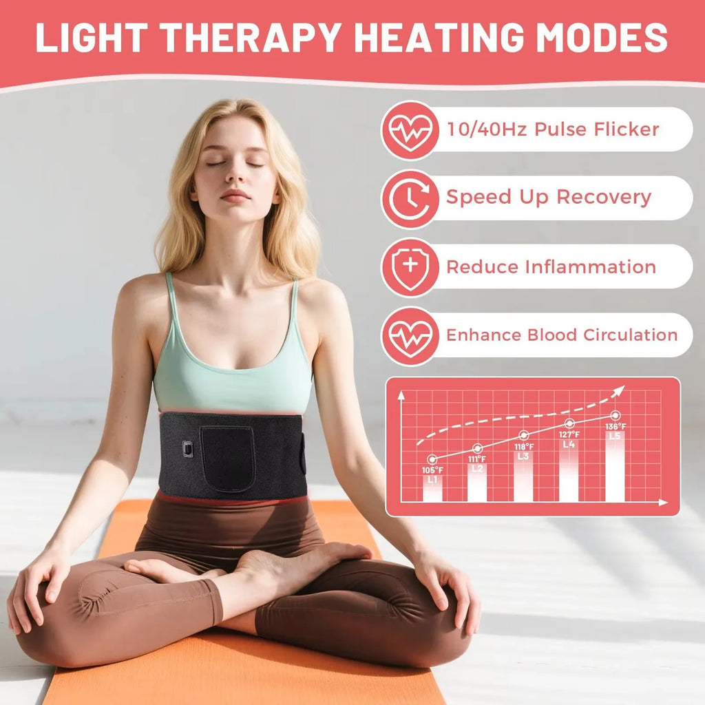 SMARTMAK Red Light Therapy Belt 140 LEDs 660nm 850nm Wrap Red Light Therapy Belt Qst
