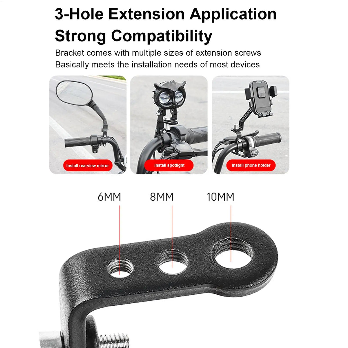 Motorcycle Handlebar Extension Bracket Spotlight Pipe Clip Handlebar Mount Bracket Qme