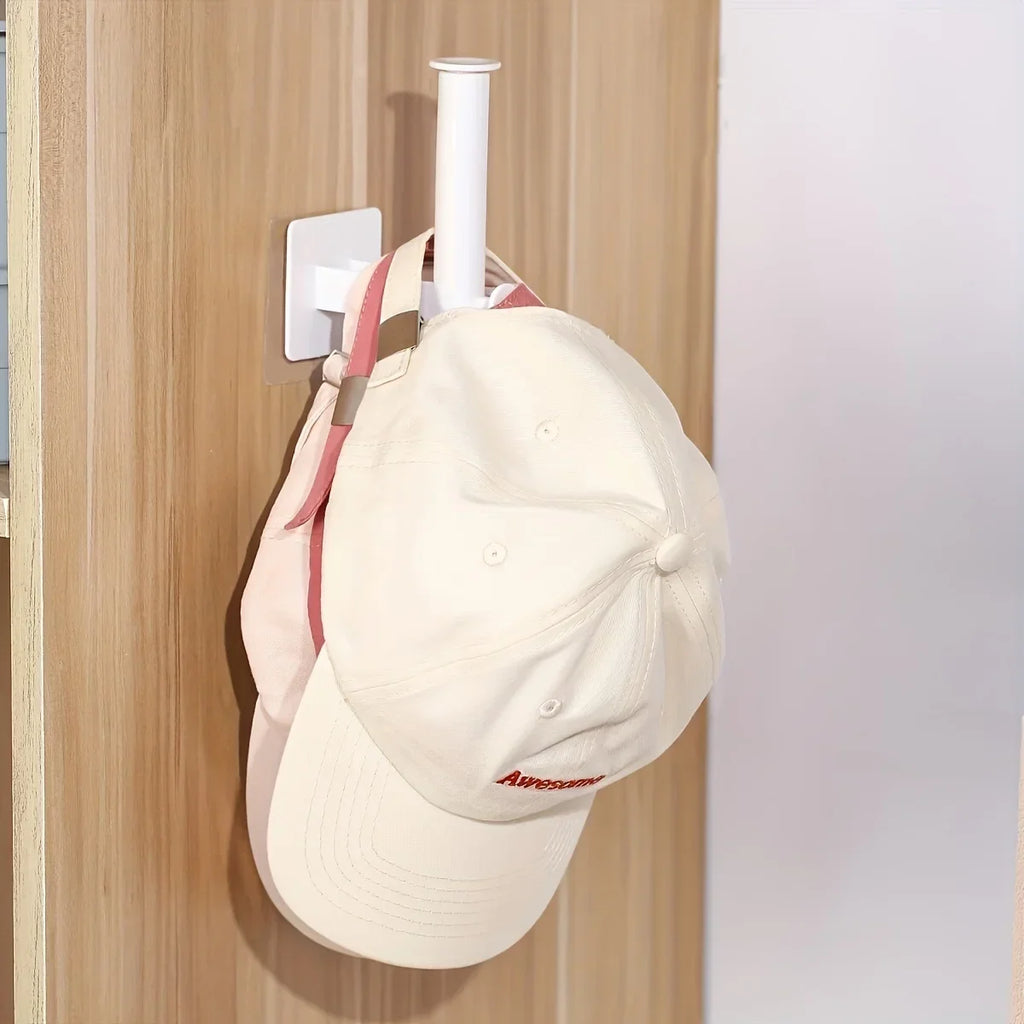 L-Shape Retractable Wall Hook – White Hat & Coat Rack Wall Hook Organizer Qme