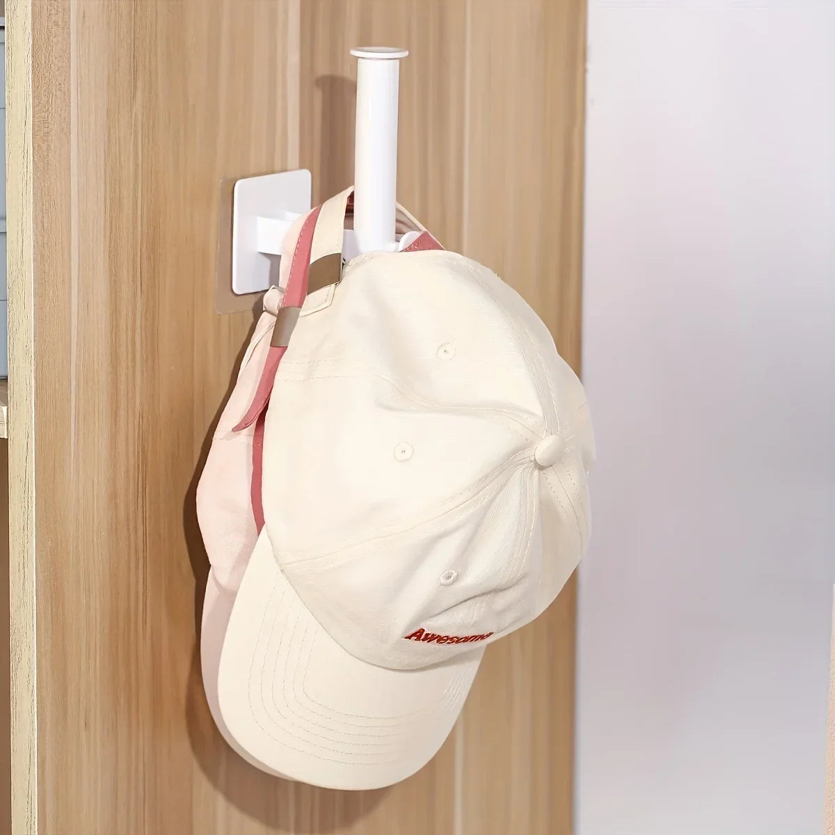 L-Shape Retractable Wall Hook – White Hat & Coat Rack Wall Hook Organizer Qme