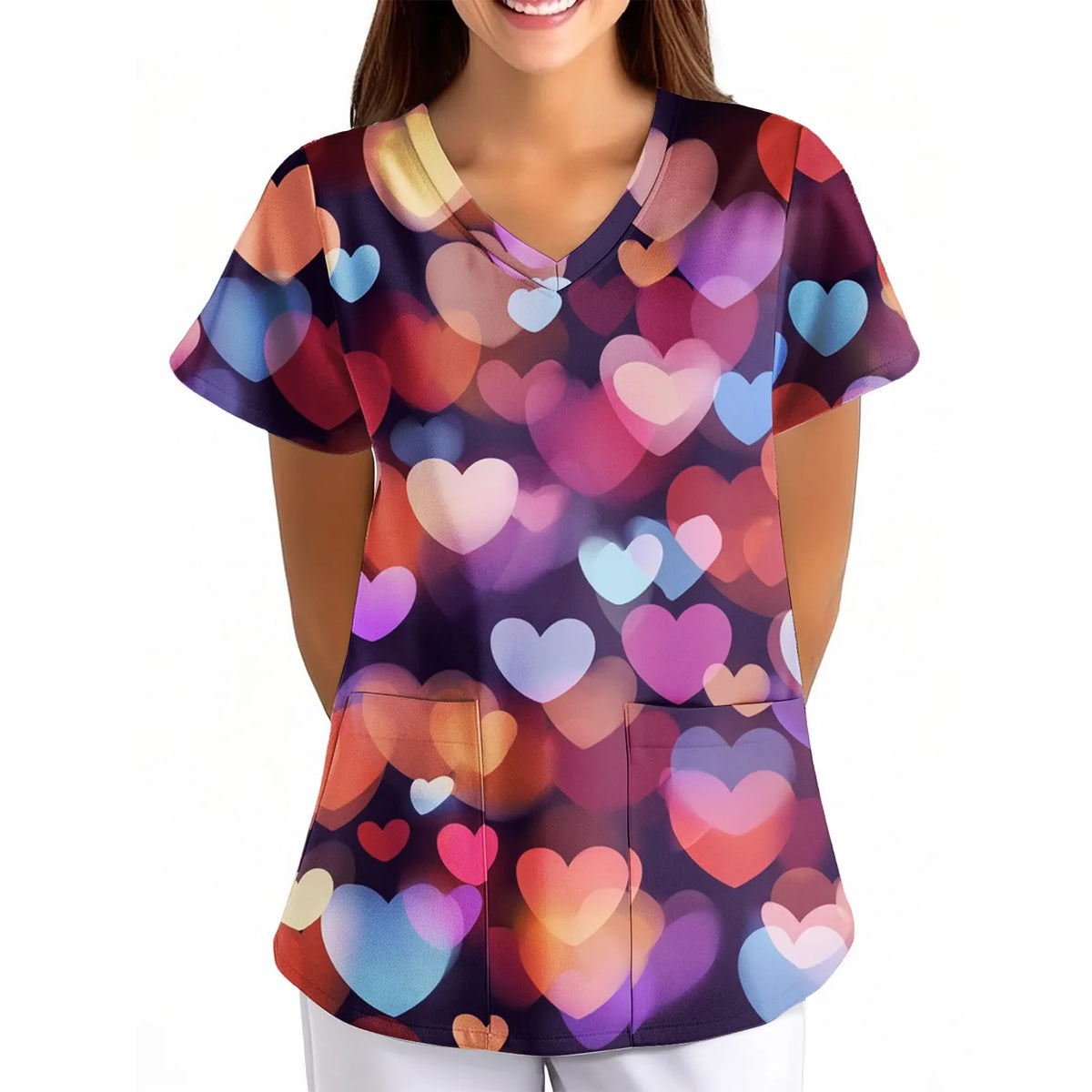 Women's Short Sleeve Scrub Top | Pharmacy & Salon Uniform Scrub Top Qme