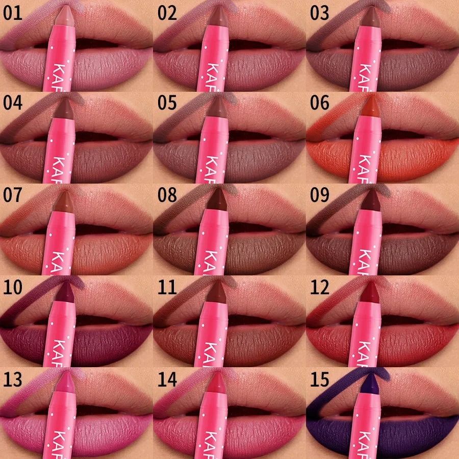 15-Color Waterproof Matte Lip Liner Pencil & Tint | Qme Lip Liner Pencil Qme