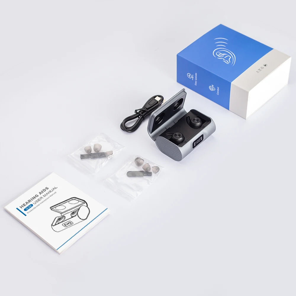 XceeFit Bluetooth Rechargeable ITE Hearing Aid – Digital Chip Bluetooth Hearing Aid Qst Black