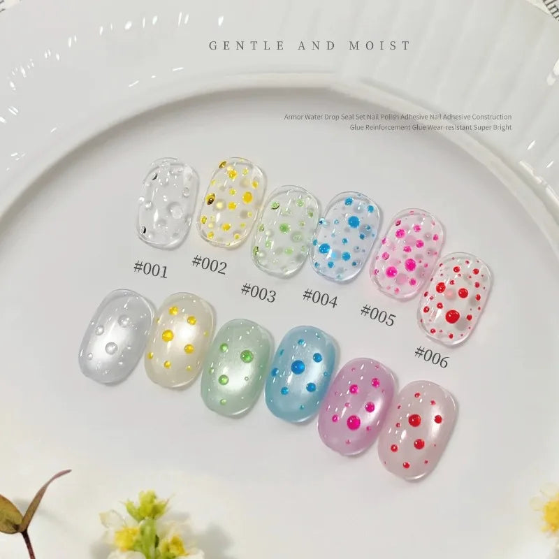 Qme Water Drop Nail Gel 3D Crystal Dew Effect No Wipe Top Coat 3D Nail Gel Top Coat Qme