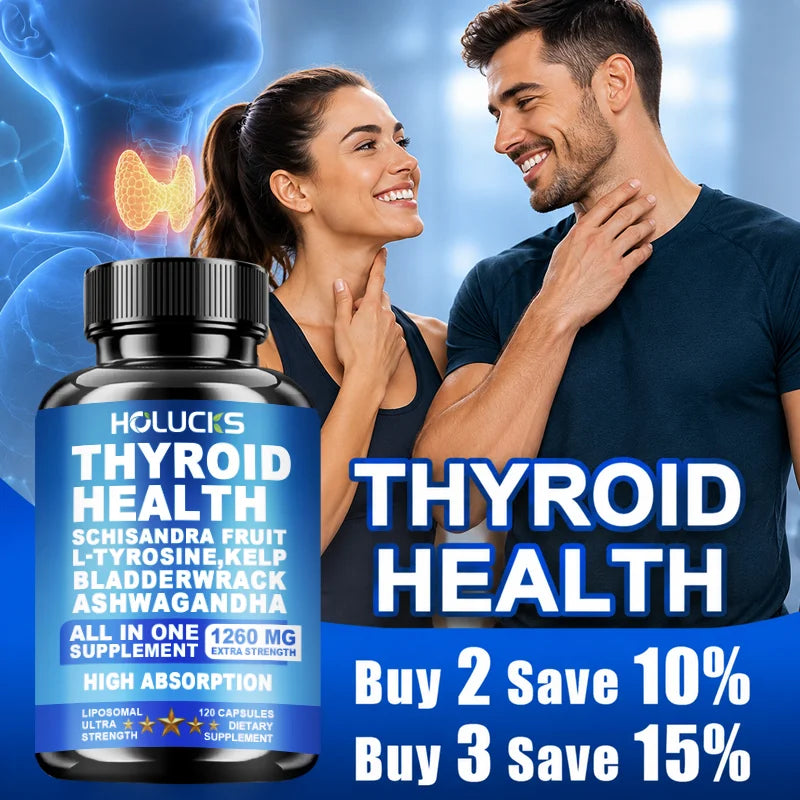 HOLUCKS Thyroid Wellness Supplement | Iodine, Ashwagandha & L-Tyrosine Thyroid Supplement Qst