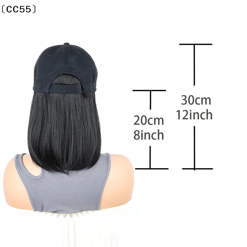 Bob Wig Baseball Cap – Synthetic Hair Hat, Adjustable Fit Wig Baseball Cap Qst